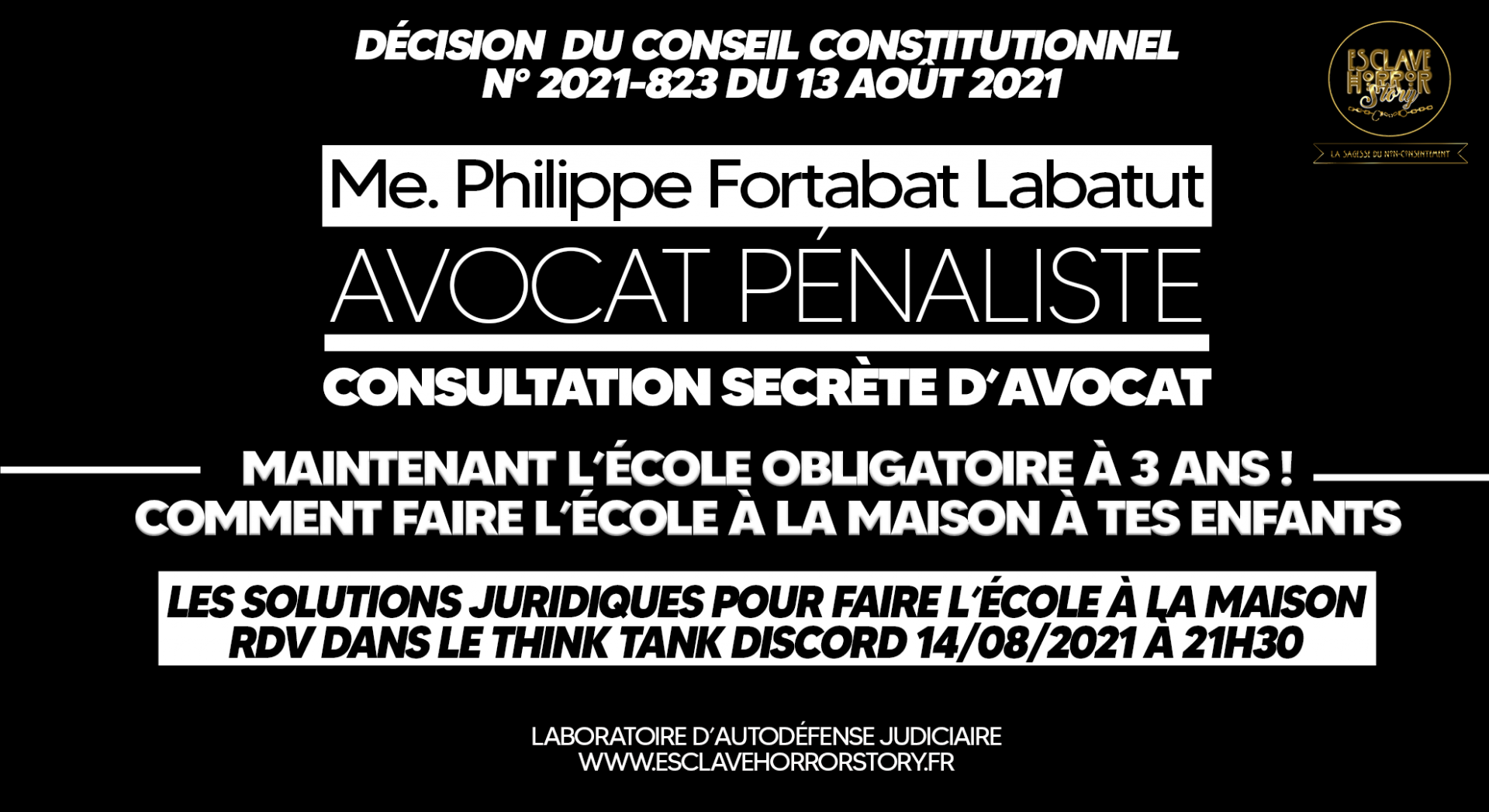 Sacrée Loralÿ : Esclave Horror Story dans toute sa splendeur : A voir sans modération. Toujours avec la participation de Maître Fortabat-Labatut Consultation-secrete-decision-ecole-a-la-maison